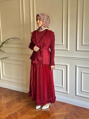 Üçlü Akordiyon Takım Bordo