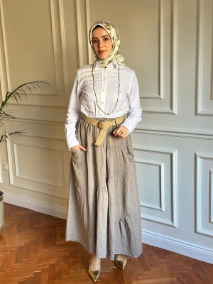 Kemerli Keten Etek Vizon