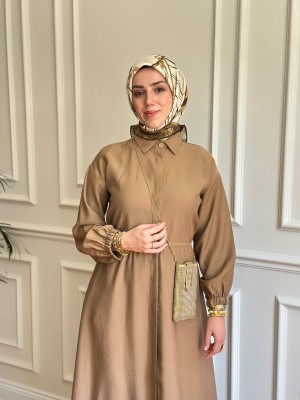 Yeni Sezon Büzgülü Tensel Kap Camel