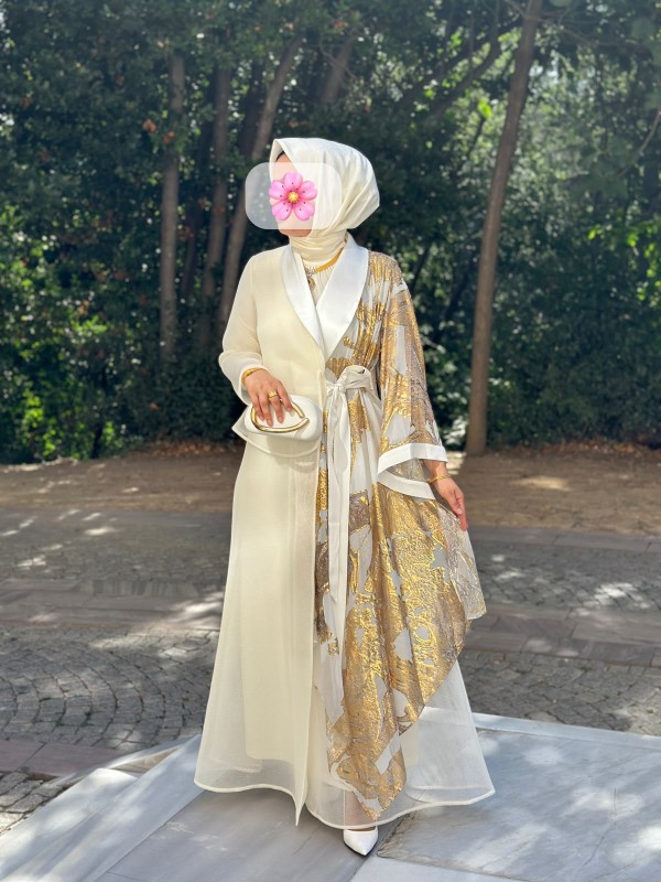 Sultan Abaya Takım Beyaz
