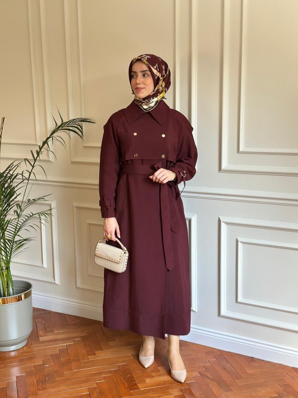 Mevsimlik Trençkot 803 Bordo