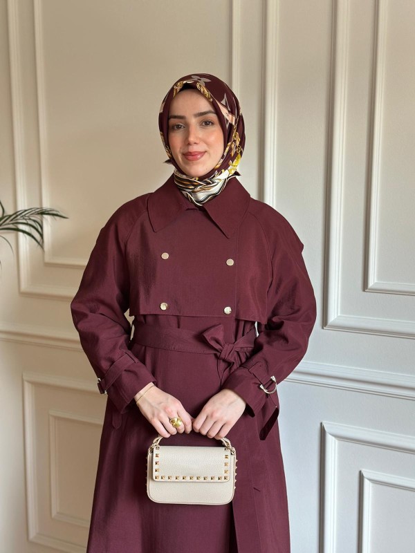 Mevsimlik Trençkot 803 Bordo