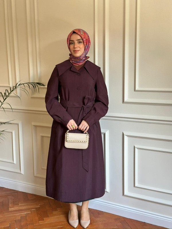 Mevsimlik Trençkot 828 Mürdüm