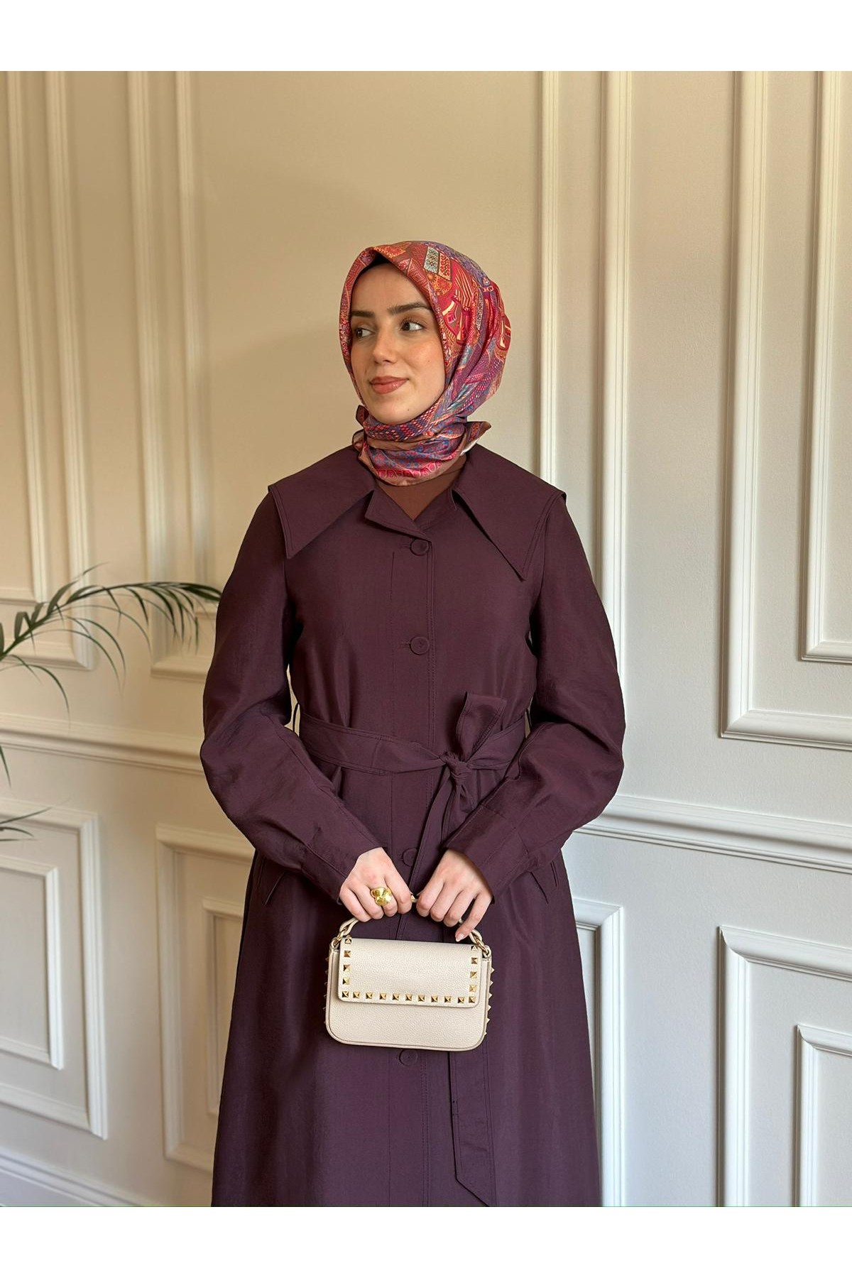 Mevsimlik Trençkot 828 Mürdüm