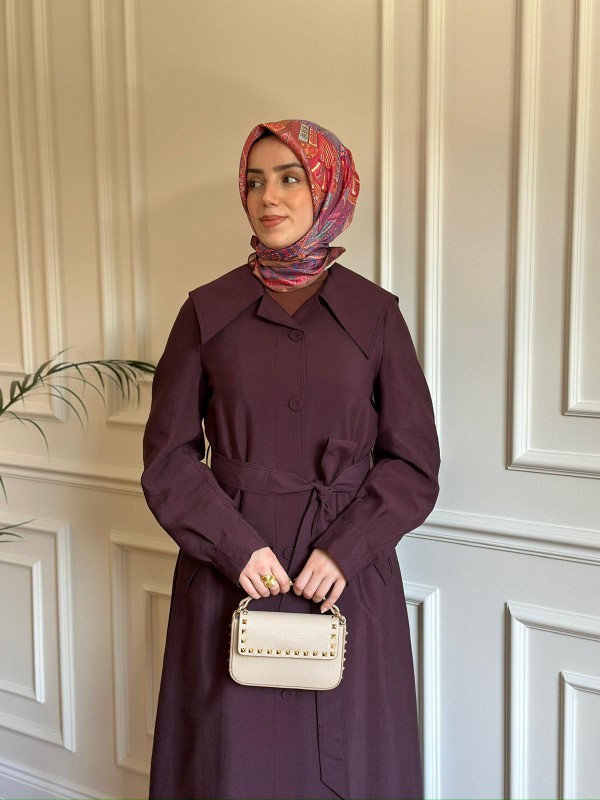 Mevsimlik Trençkot 828 Mürdüm