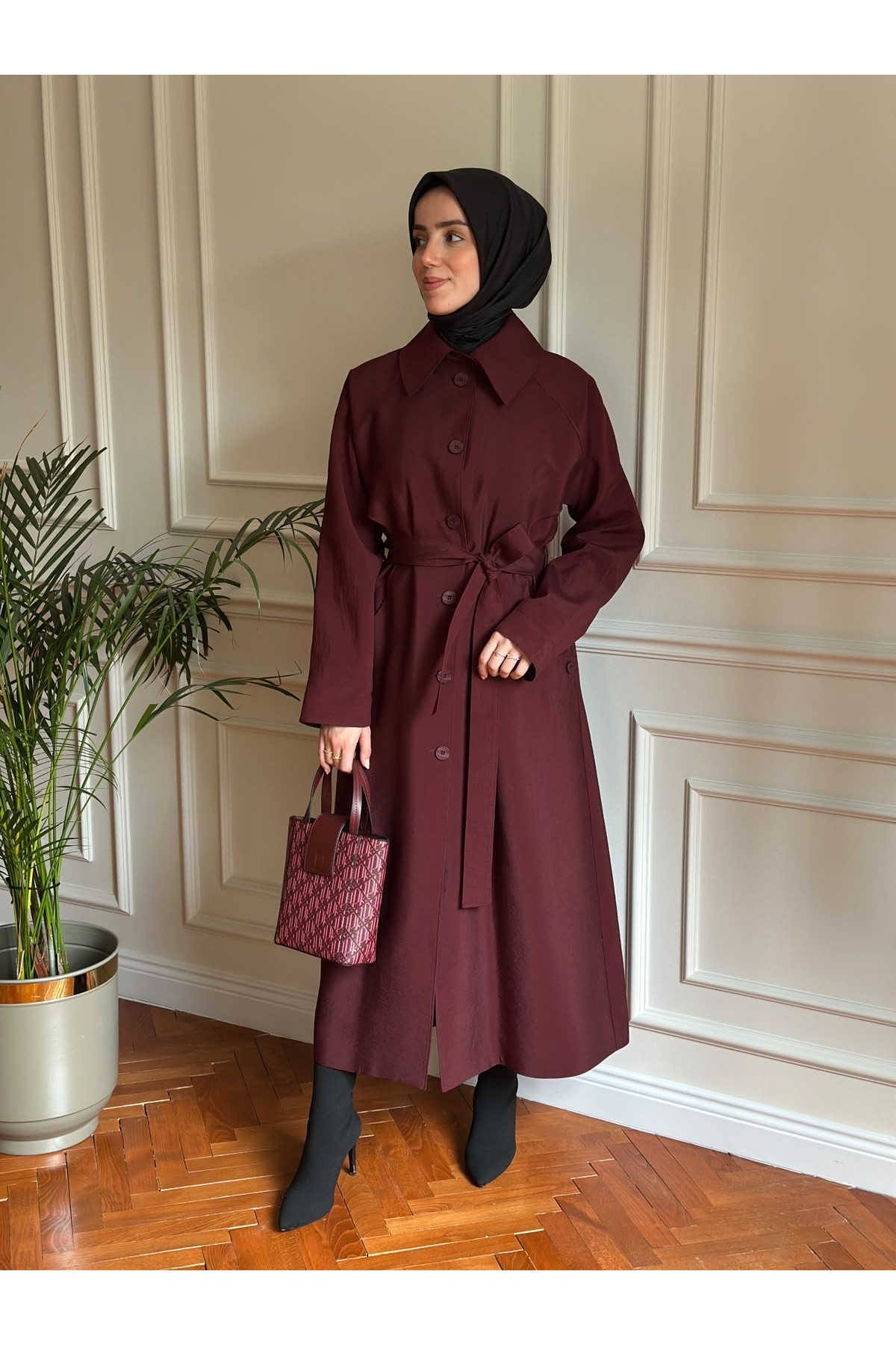 Mevsimlik Trençkot 806 Bordo