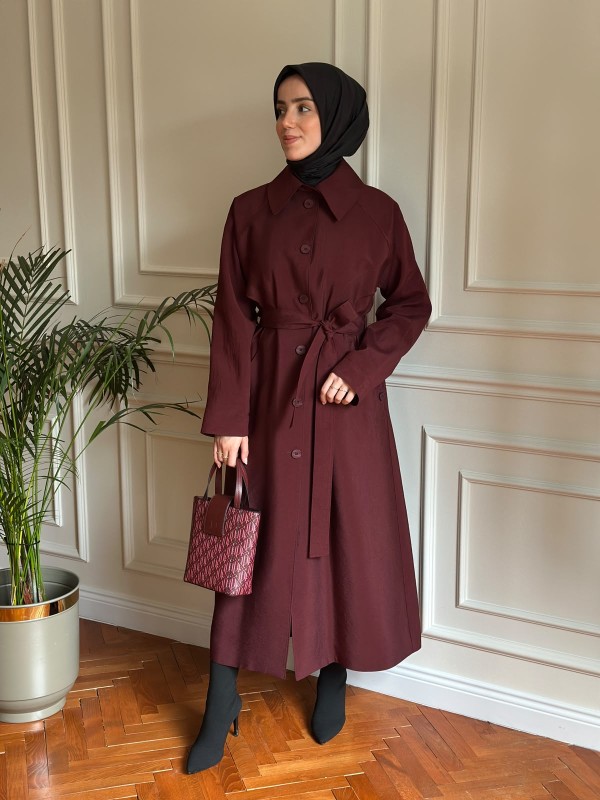 Mevsimlik Trençkot 806 Bordo