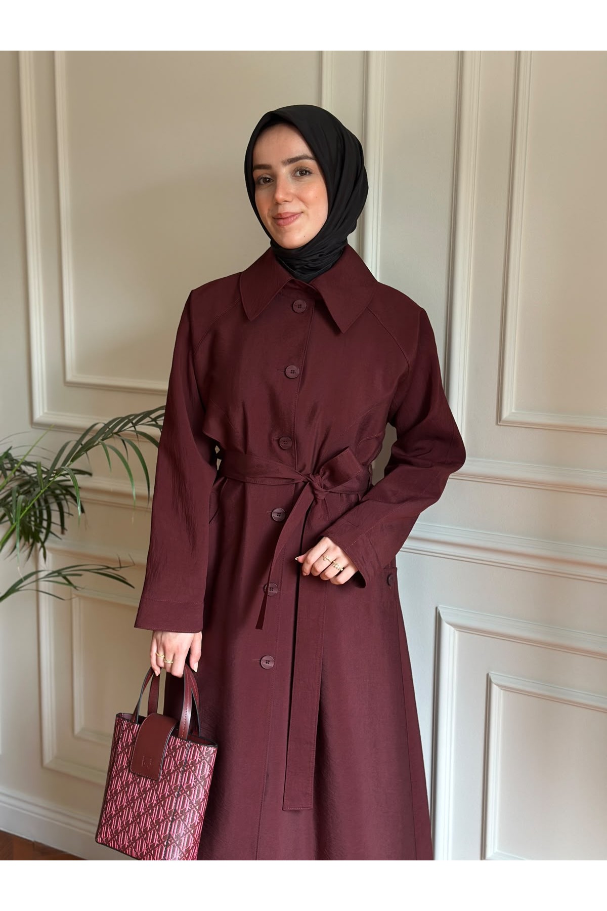 Mevsimlik Trençkot 806 Bordo