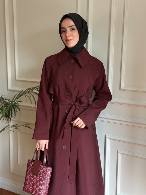 Mevsimlik Trençkot 806 Bordo
