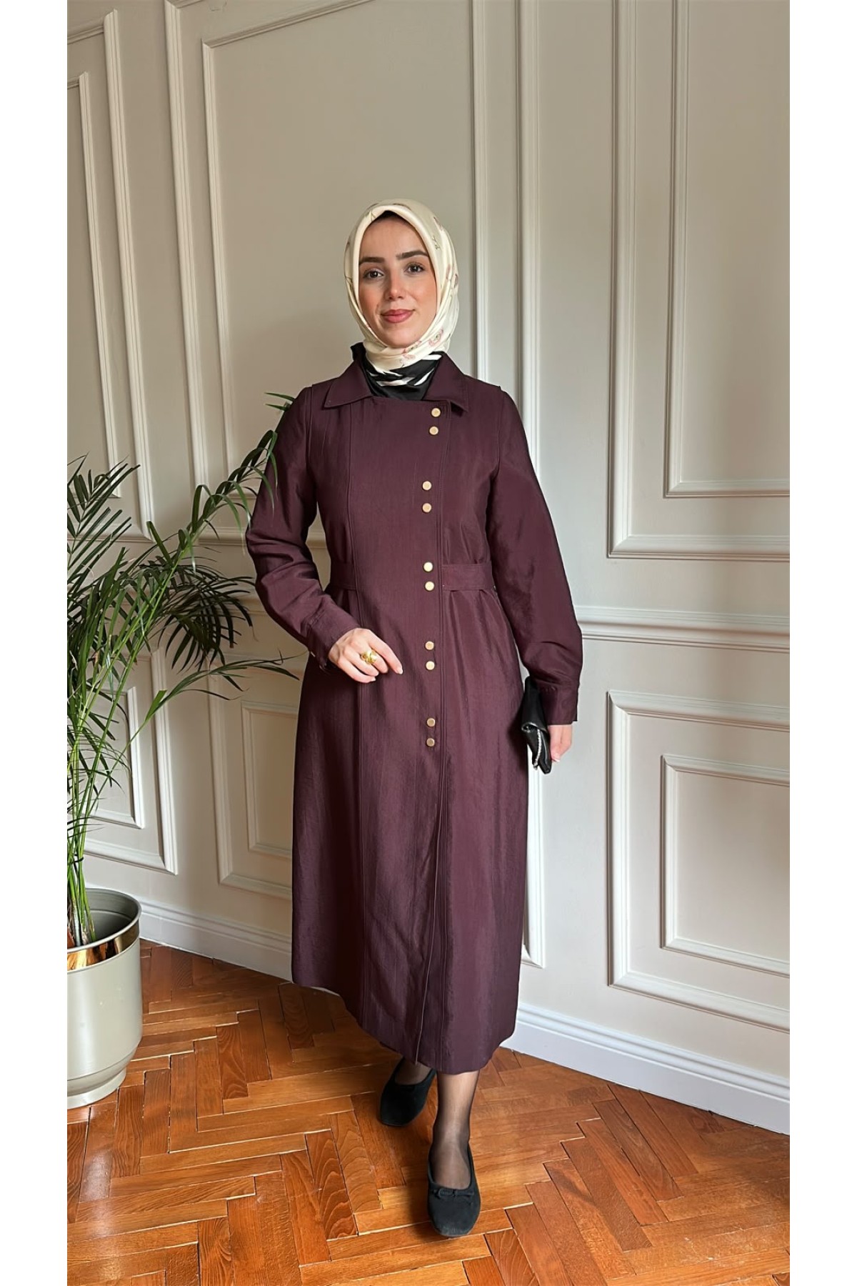 Mevsimlik Trençkot 823 Mürdüm
