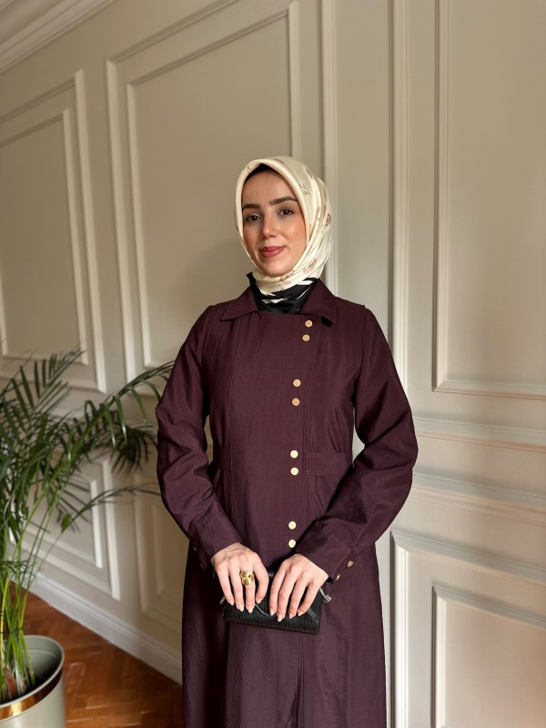 Mevsimlik Trençkot 823 Mürdüm