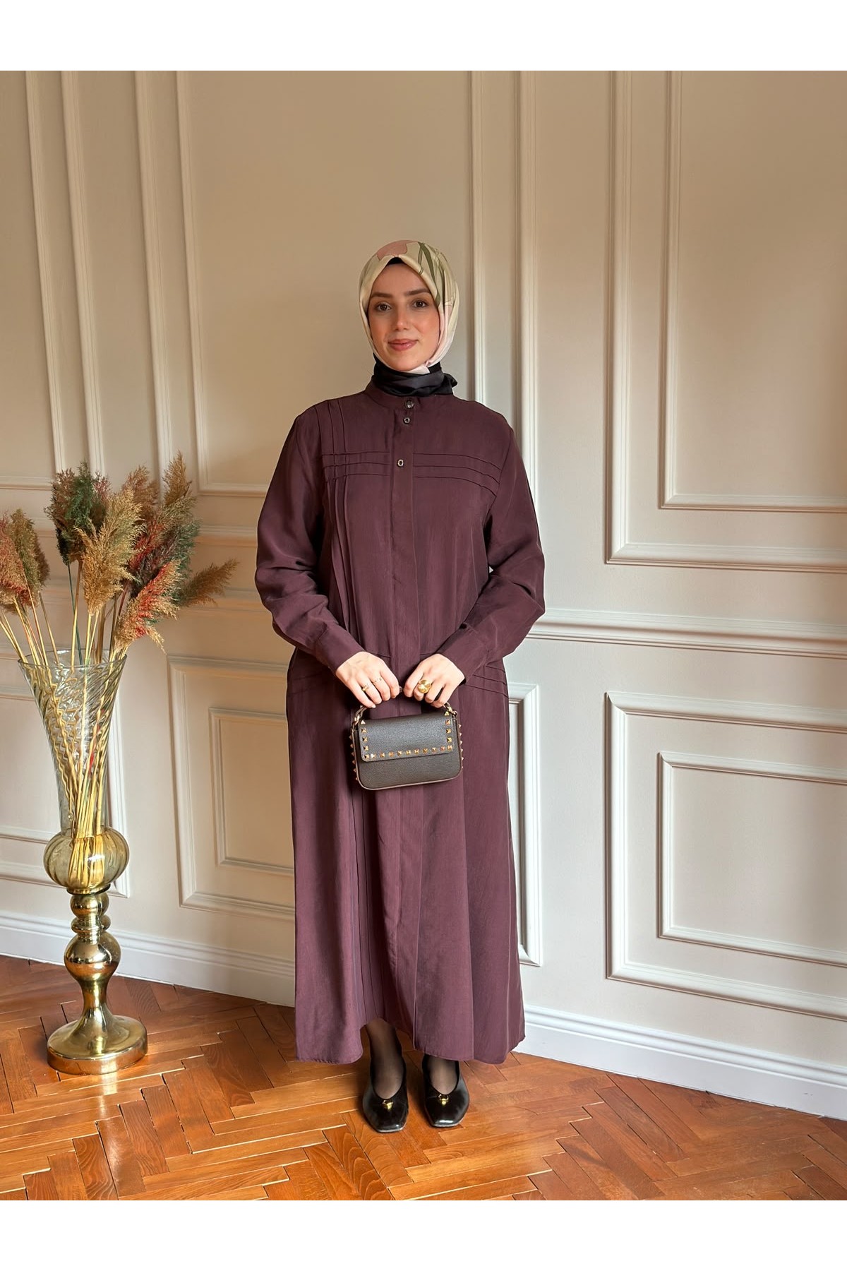 Nervür Detaylı Kap 7708 Mürdüm