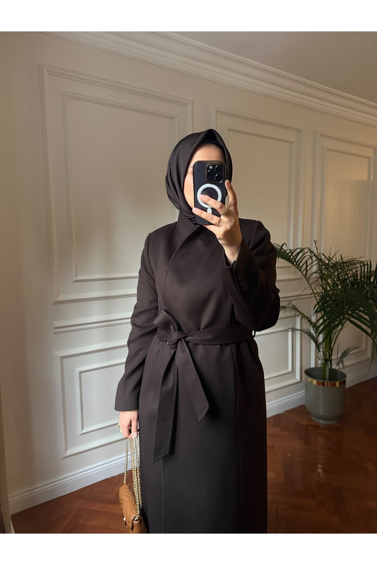 Nihalle Premium Kaşe Kaban 22 Kahverengi