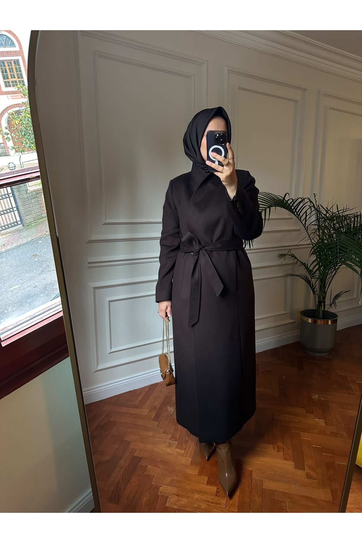 Nihalle Premium Kaşe Kaban 22 Kahverengi