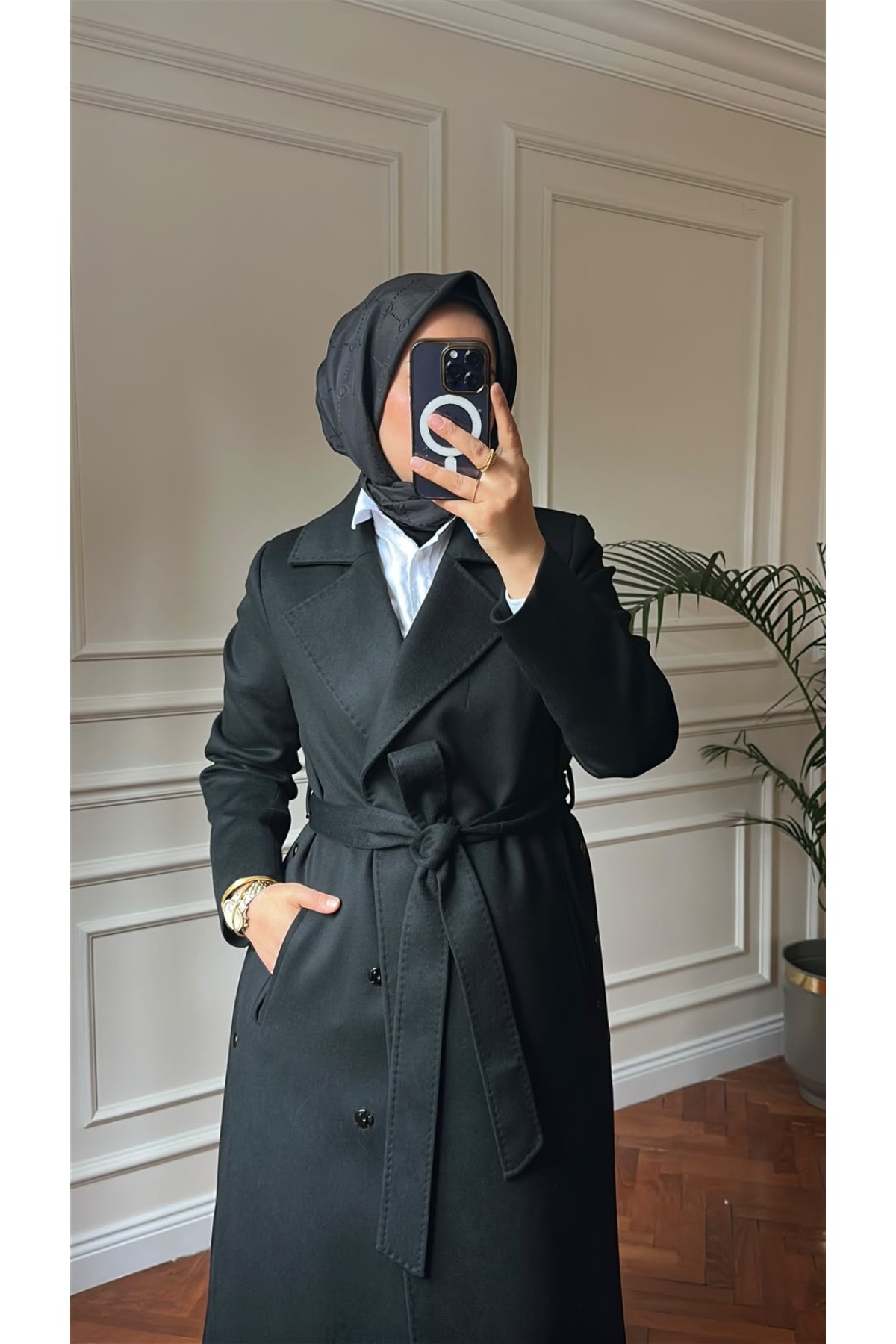 Nihalle Premium Kaşe Kaban 31 Siyah
