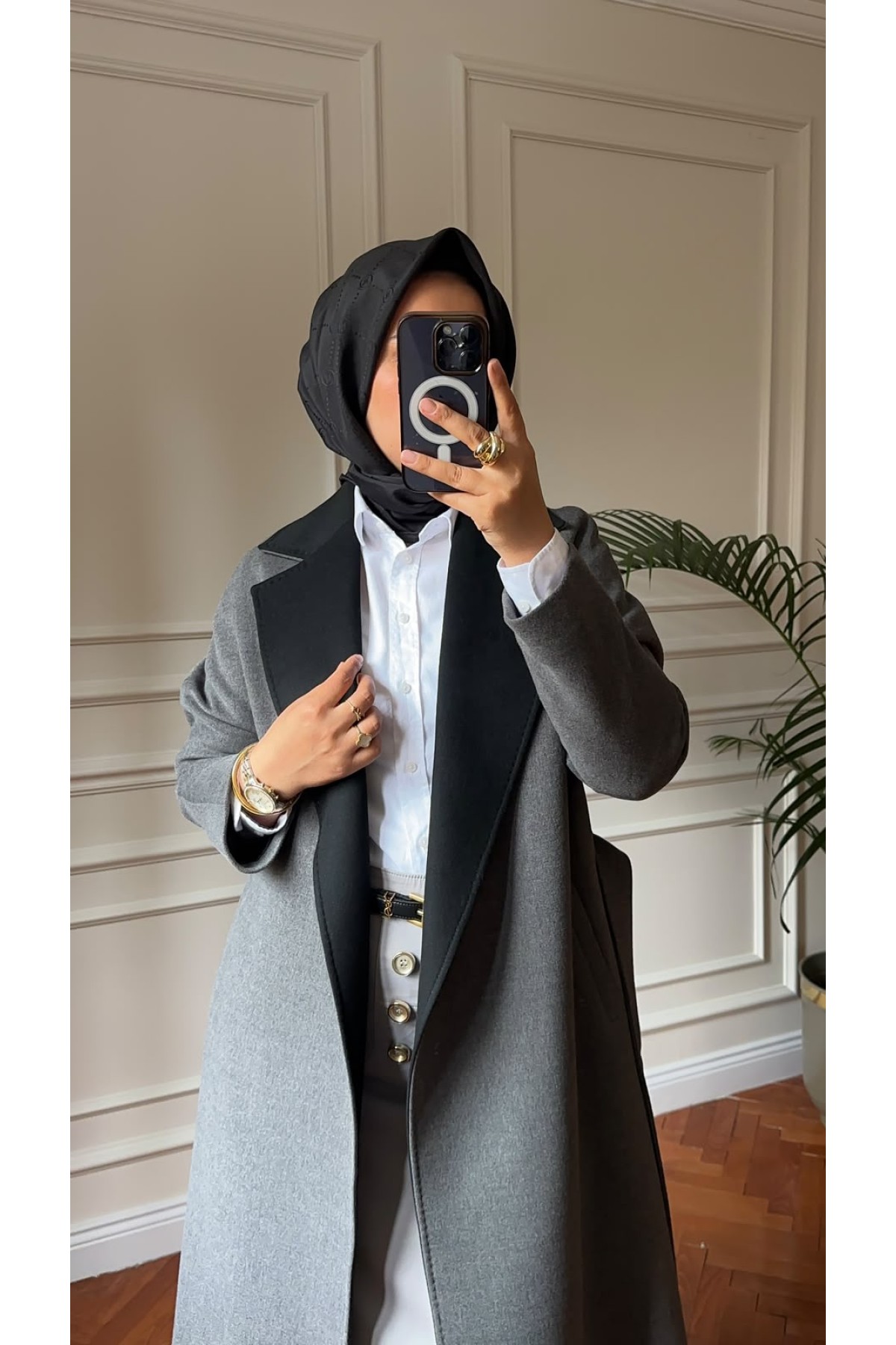 Nihalle Premium Kaşe Kaban 15 Antrasit