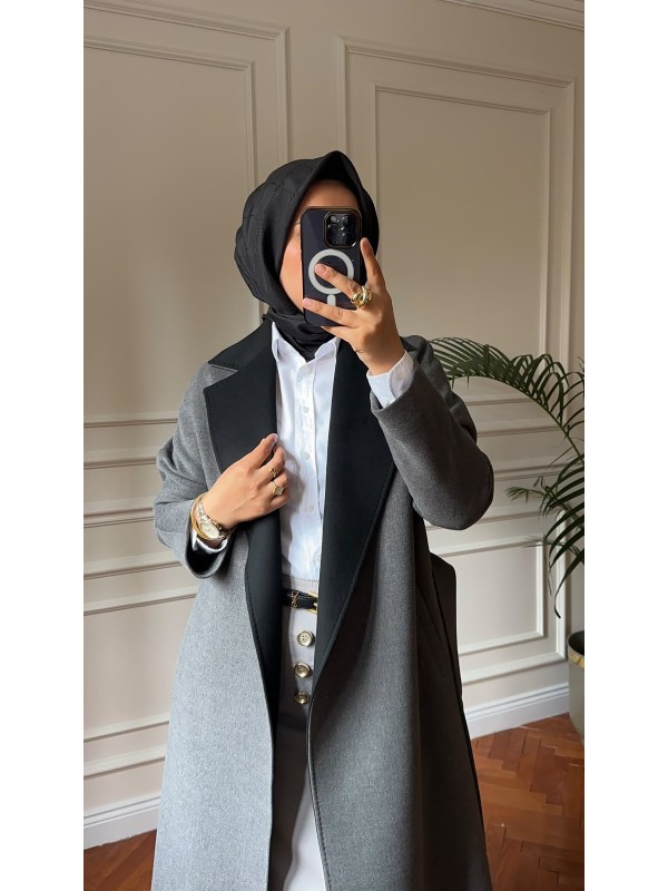 Nihalle Premium Kaşe Kaban 15 Antrasit