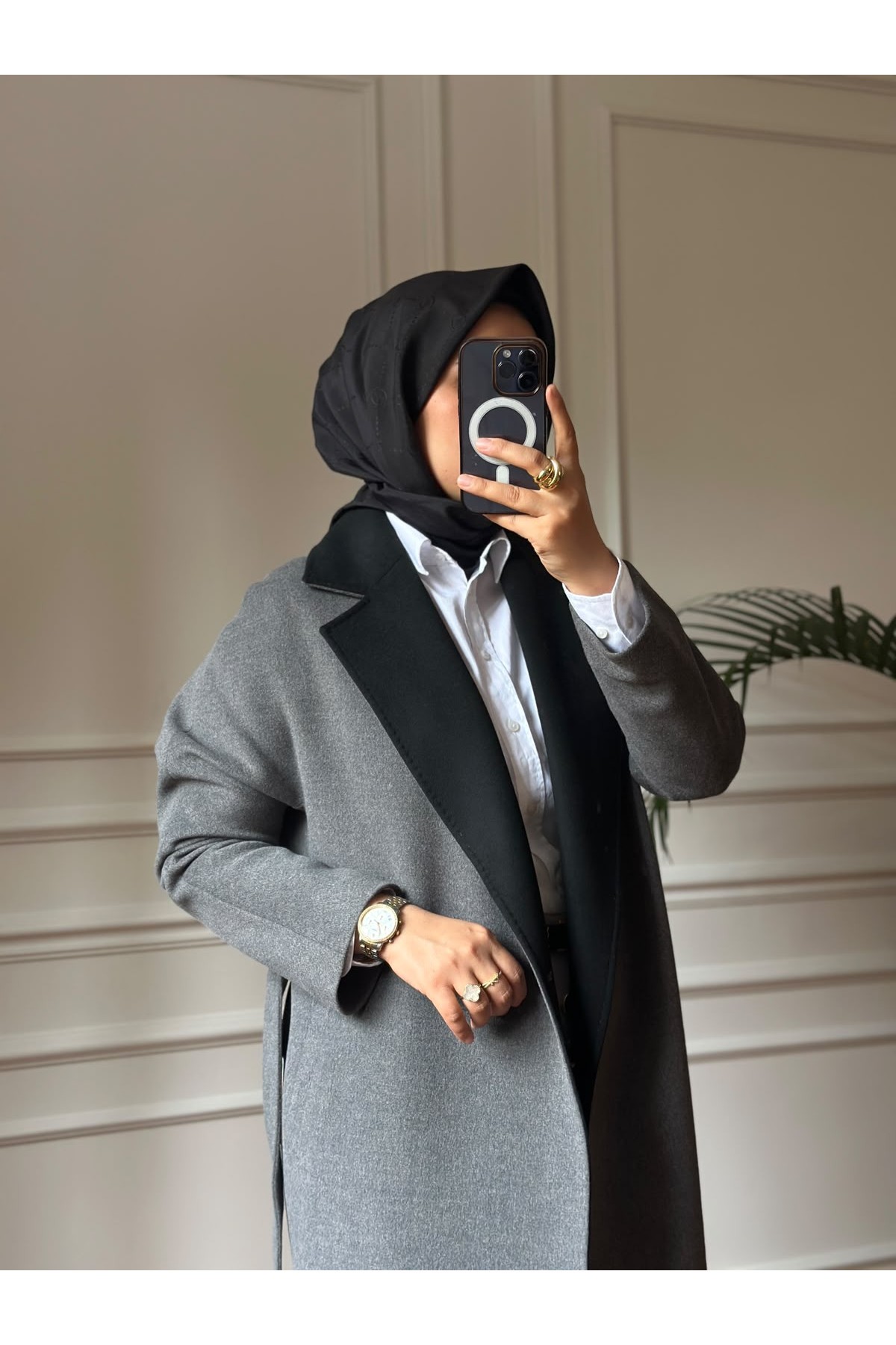 Nihalle Premium Kaşe Kaban 15 Antrasit