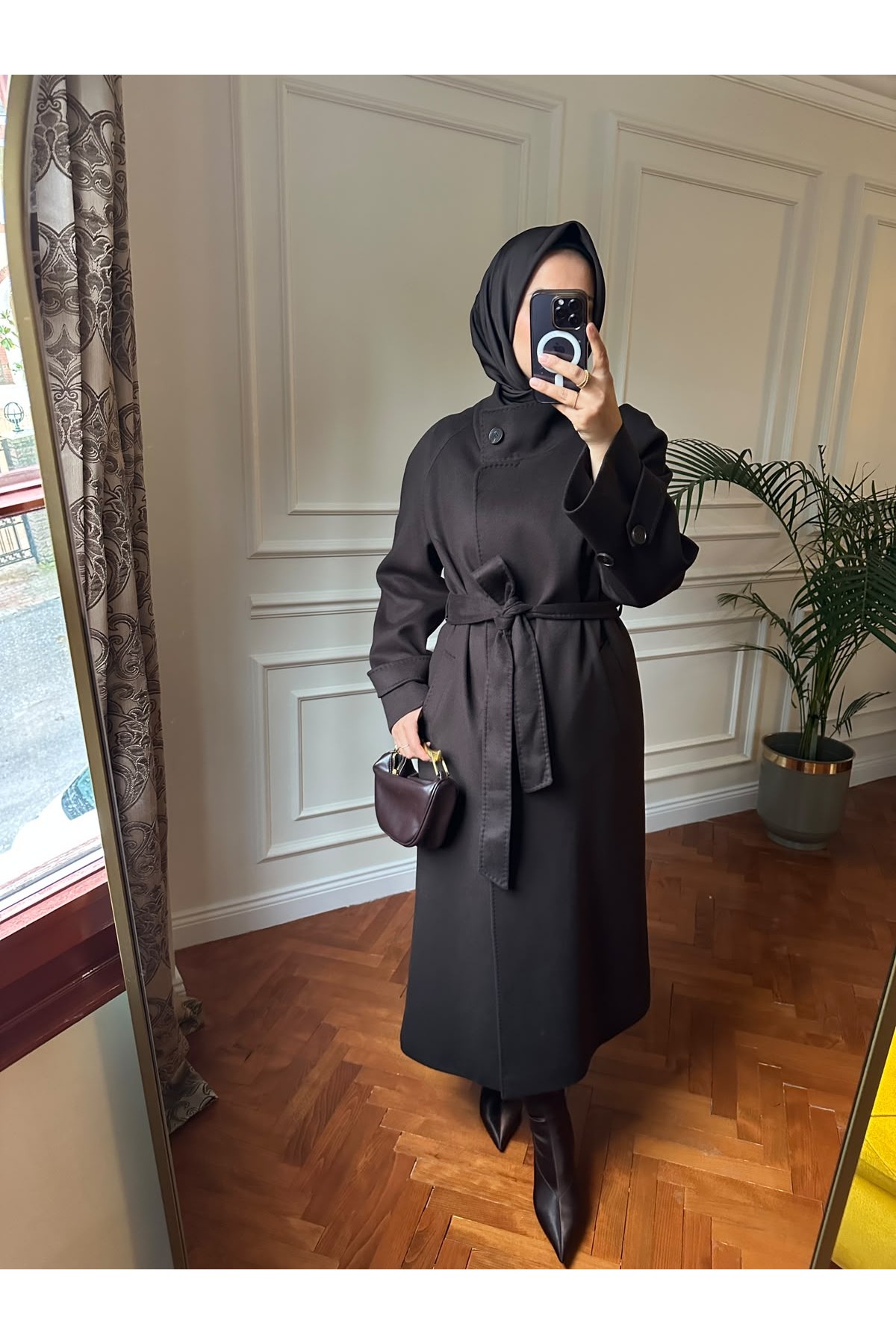 Nihalle Premium Kaşe Kaban 32 Kahverengi