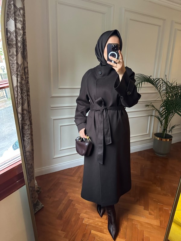 Nihalle Premium Kaşe Kaban 32 Kahverengi