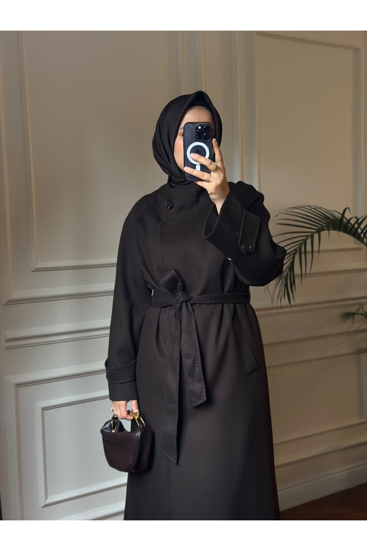Nihalle Premium Kaşe Kaban 32 Kahverengi