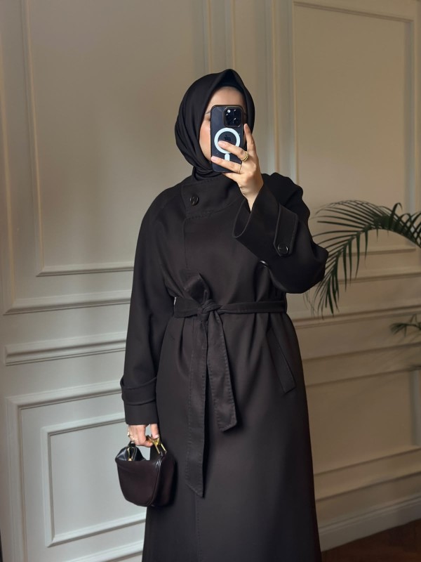 Nihalle Premium Kaşe Kaban 32 Kahverengi