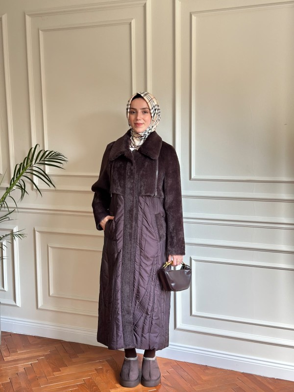 Angora Detaylı Mont Mürdüm