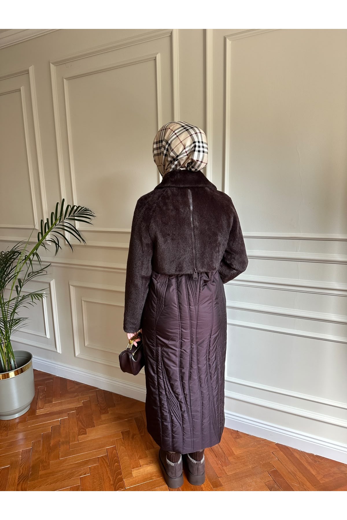 Angora Detaylı Mont Mürdüm