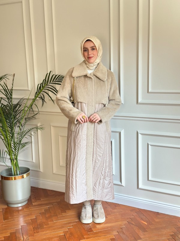 Angora Detaylı Mont Bej