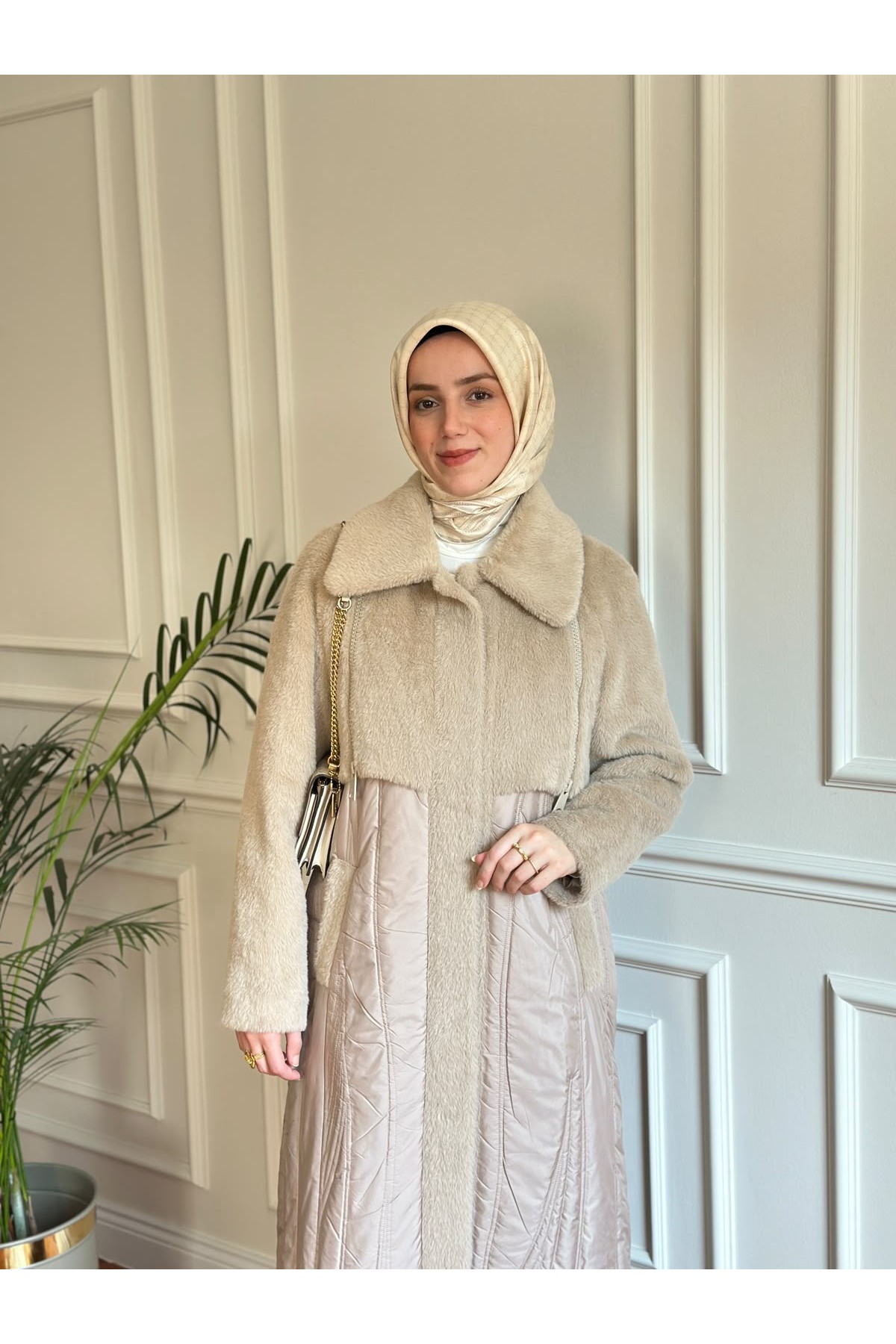 Angora Detaylı Mont Bej