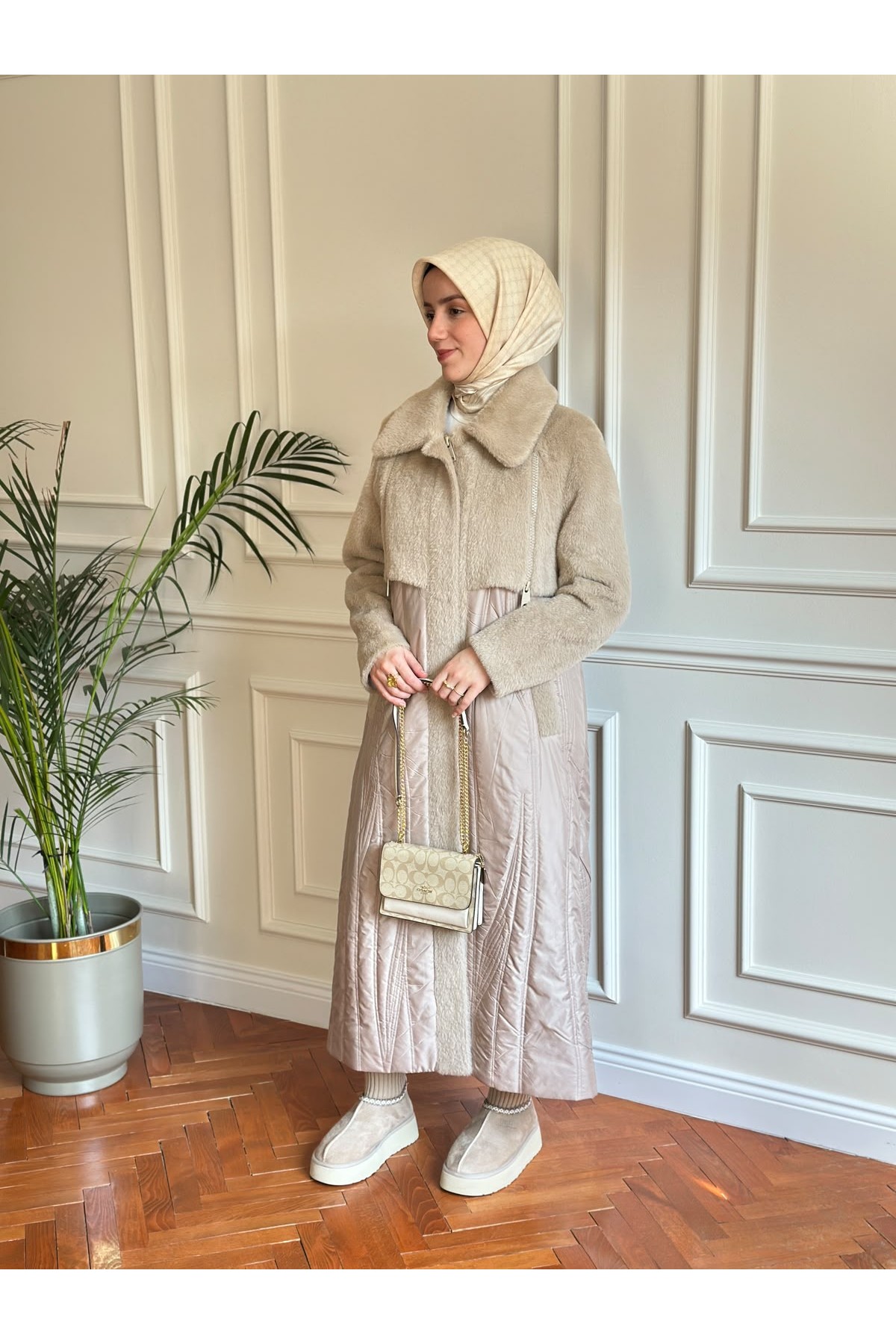 Angora Detaylı Mont Bej