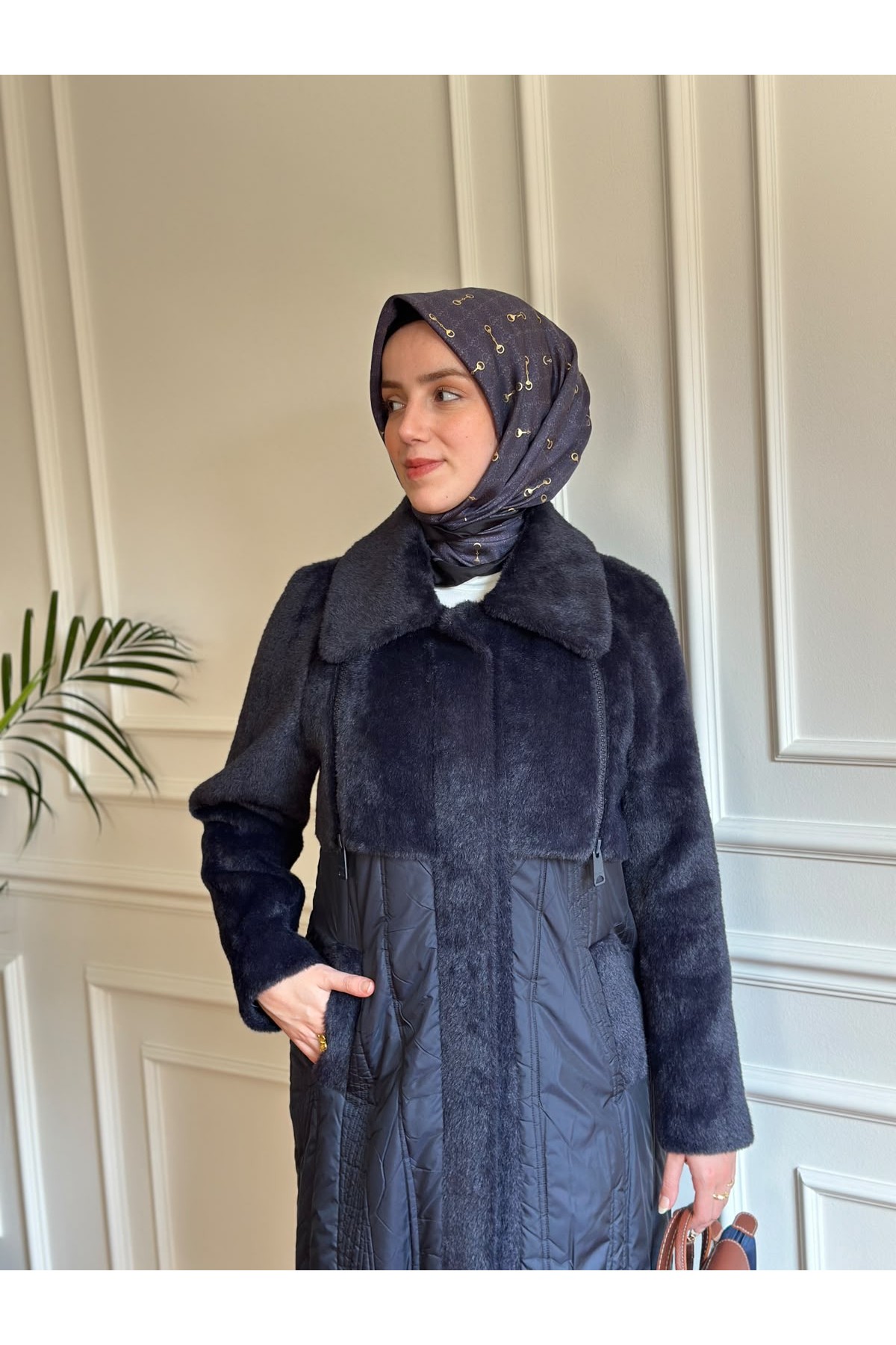 Angora Detaylı Mont Lacivert