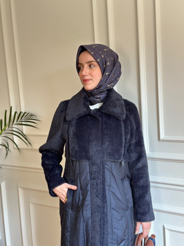 Angora Detaylı Mont Lacivert