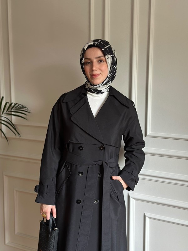 Mevsimlik Trençkot 843 Siyah
