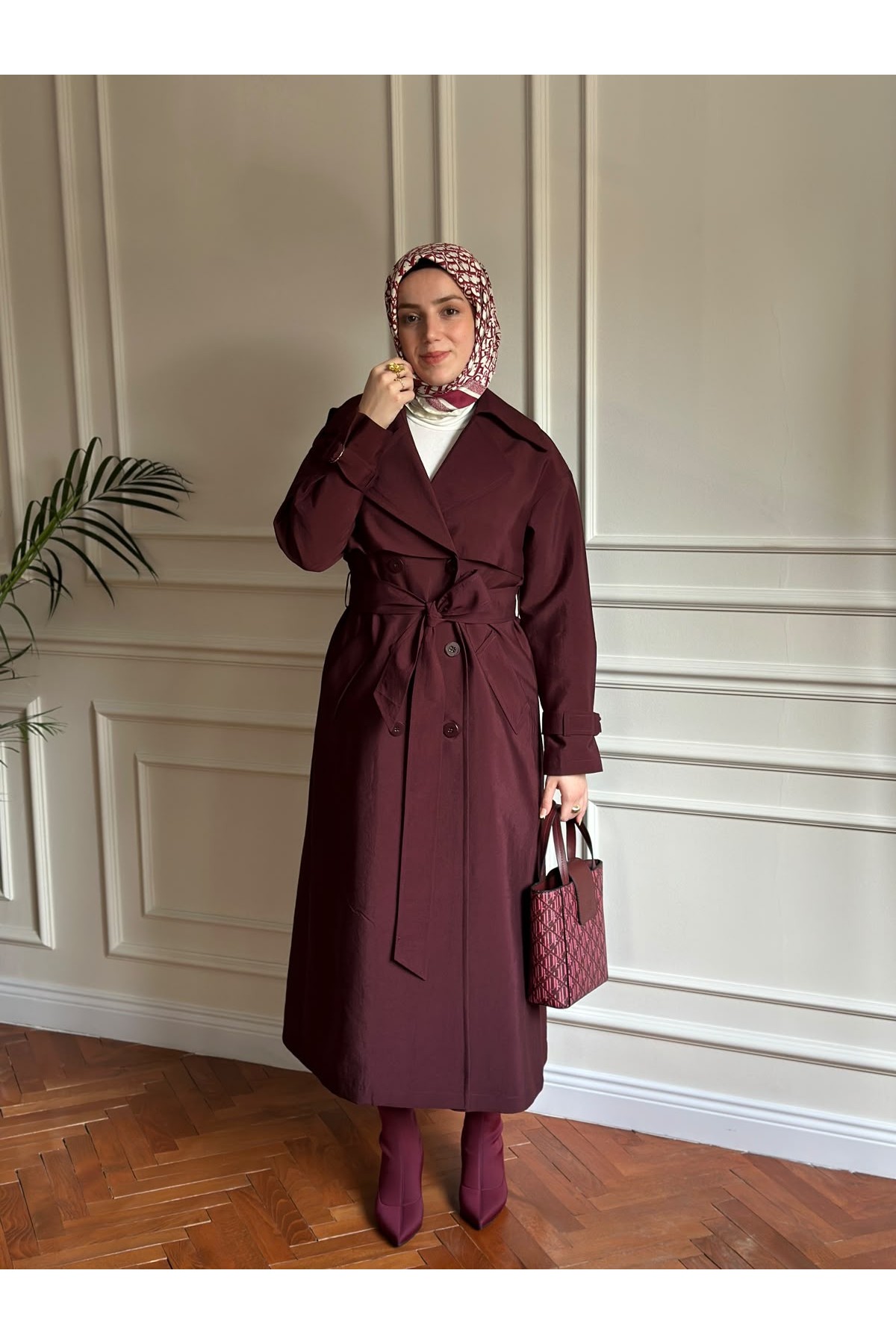 Mevsimlik Trençkot 843 Bordo