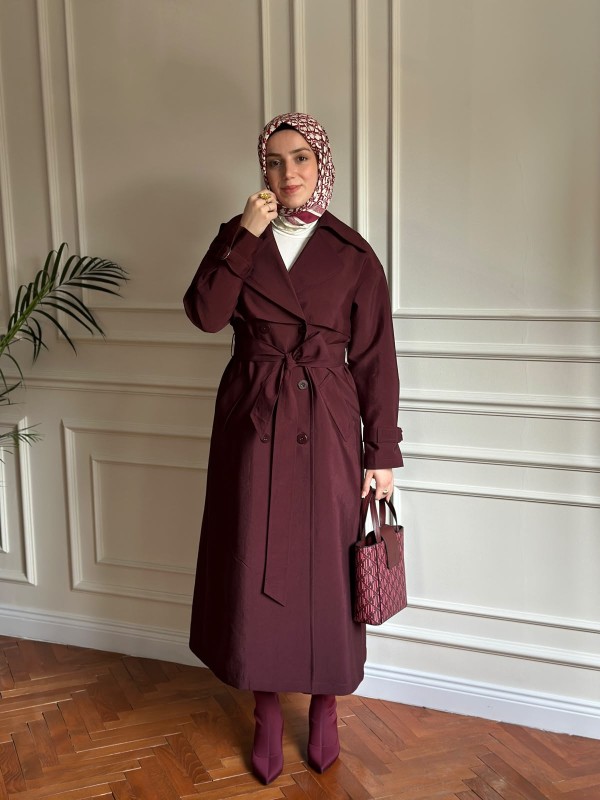 Mevsimlik Trençkot 843 Bordo