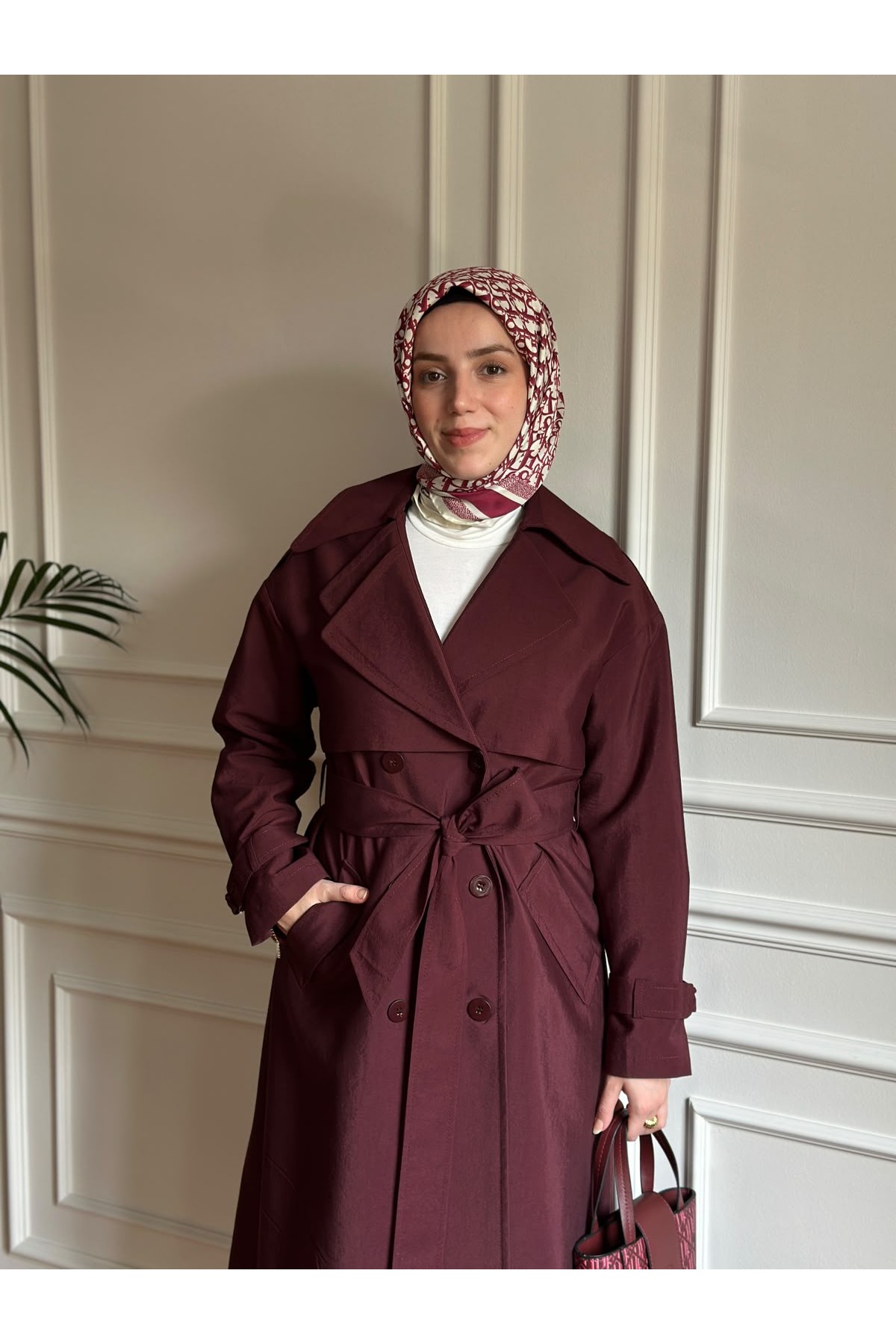 Mevsimlik Trençkot 843 Bordo