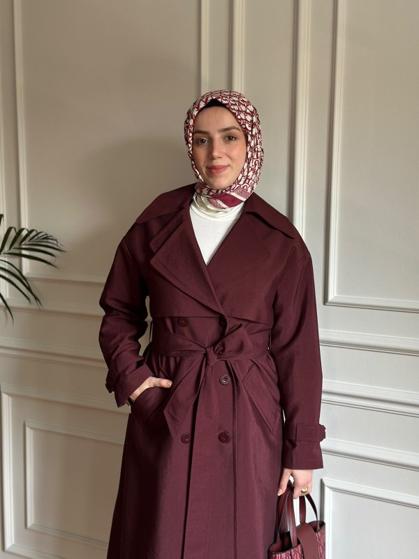 Mevsimlik Trençkot 843 Bordo
