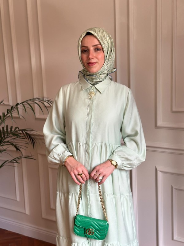Nihalle Katlı Elbise Mint