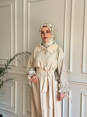 Kolları File Detaylı Kap Bej