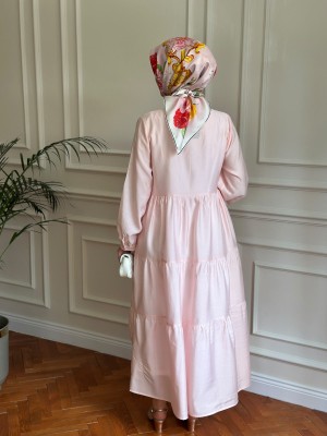Nihalle Katlı Elbise Pembe